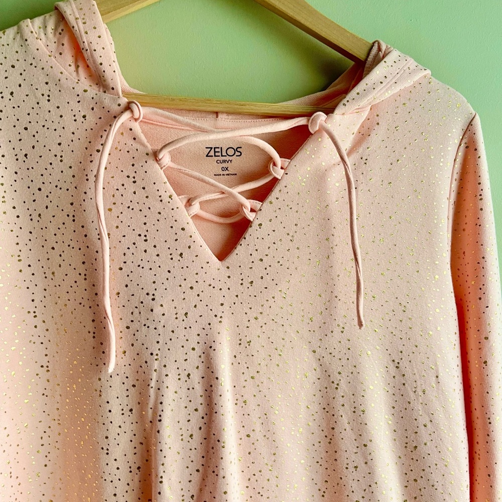 Zelos Curvy Castilian Sport Peach and Gold Fleck Hoodie